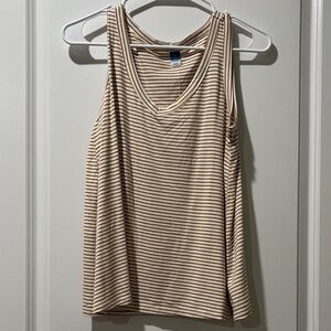 Old Navy Beige and Brown Striped Tank Top